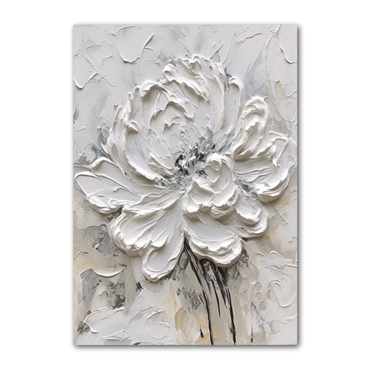 Big White Flower 3d Heavy Textured Partial Oil Painting